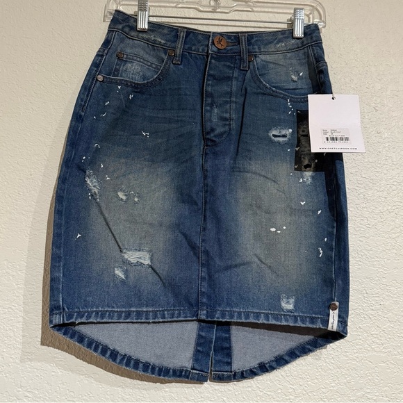 Revolve x One Teaspoon | Denim High Waist Midi Skirt size 26 NWT - Picture 1 of 5